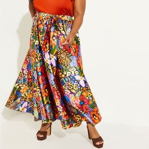 Nwt Floral Print Satin Maxi Skirt size 3x